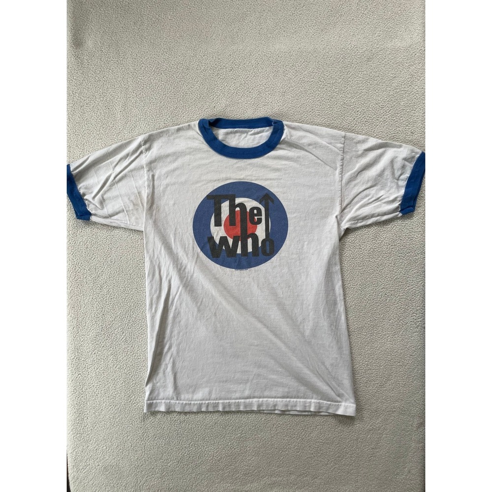 The Who Mens Small Ringer T-Shirt White Blue Target Logo Graphic 2007 Yearhour